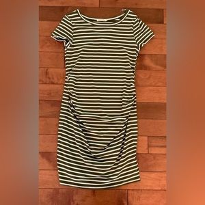 Heart and Hips maternity mini dress size M green stripe